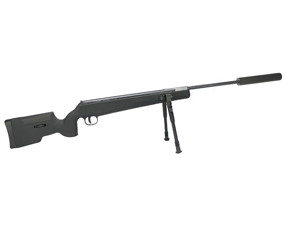 Carabina De Pressão Eagle Black 1250 Sniper Gas Ram 70kg 5.5mm SPA Gold Cup + Capa + Chumbo + Luneta 4x32 + Alvos + Kit de Limpeza + Desengripante + Kit Fluidos