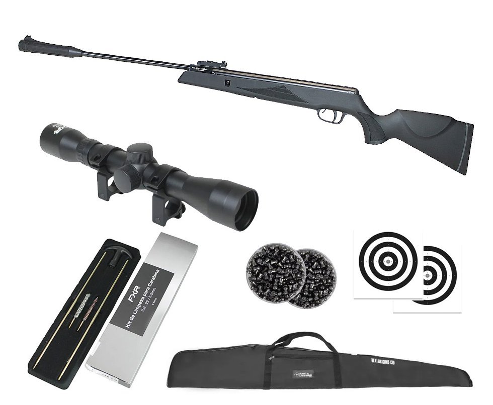 Carabina Pressão SR1000 Nitro GR 70kg Black Hawk 5.5mm SPA Gold Cup + Capa + Chumbo + Luneta 4x32 + Alvos + Kit de Limpeza