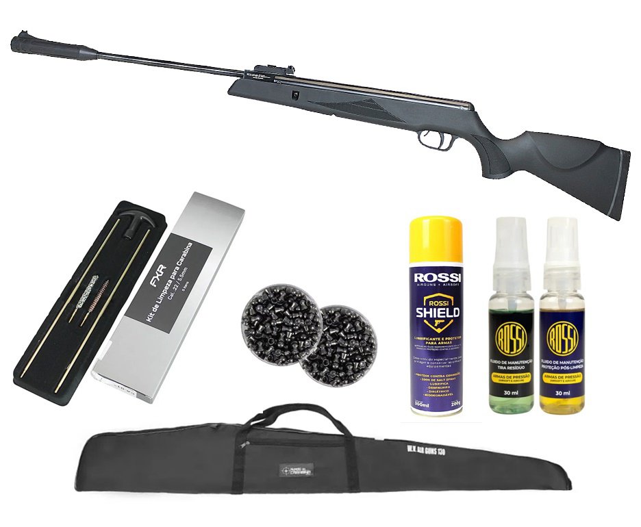 Carabina De Pressão SR1000 Black Hawk 5.5mm Gold Cup + Capa + Chumbo + Kit de Limpeza + Desengripante + Kit Fluidos