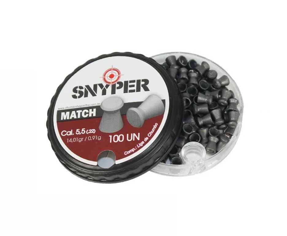 Kit 5 Cx Chumbinho Snyper Match 5,5mm Precisão + Alvos
