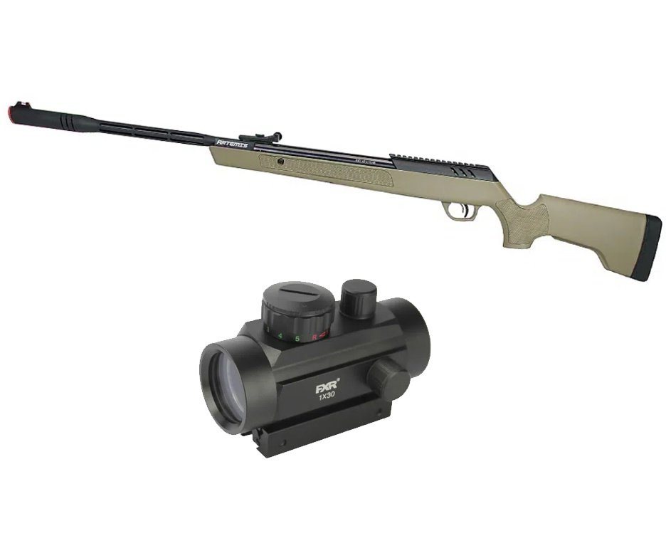 Carabina de Pressão Artemis Dark Eagle Nitro Piston GR 80kg Tan 5.5mm - FXR + Red Dot 1x30