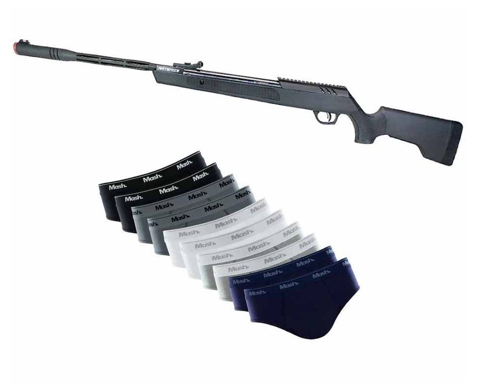 Carabina de Pressão Artemis Dark Eagle Nitro Piston GR 80kg 6,35mm Black - FXR + Kit 10 Cuecas Smash original