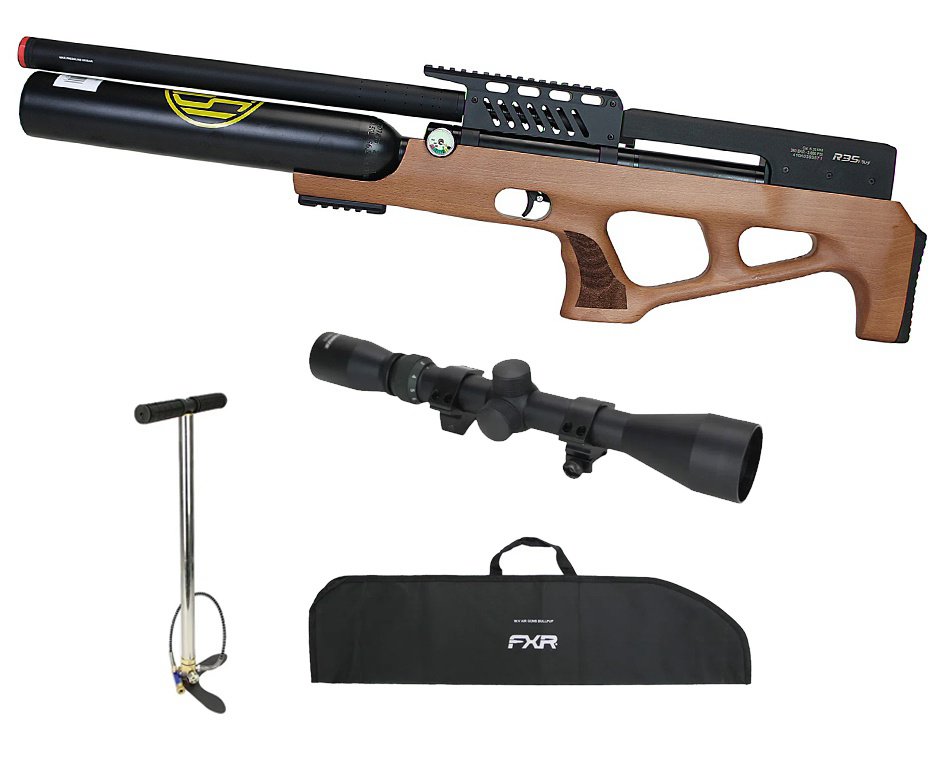 Carabina de Pressão Rossi PCP R35 VR Plus Bullpup Madeira 6,35mm + Cilindro 500cc + Bomba + Capa + Luneta 3-9x40