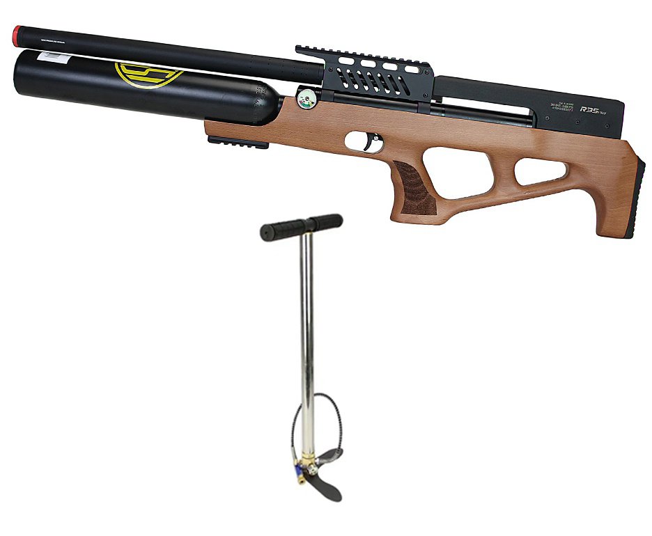 Carabina de Pressão Rossi PCP R35 VR Plus Bullpup Madeira 6,35mm + Cilindro 500cc + Bomba