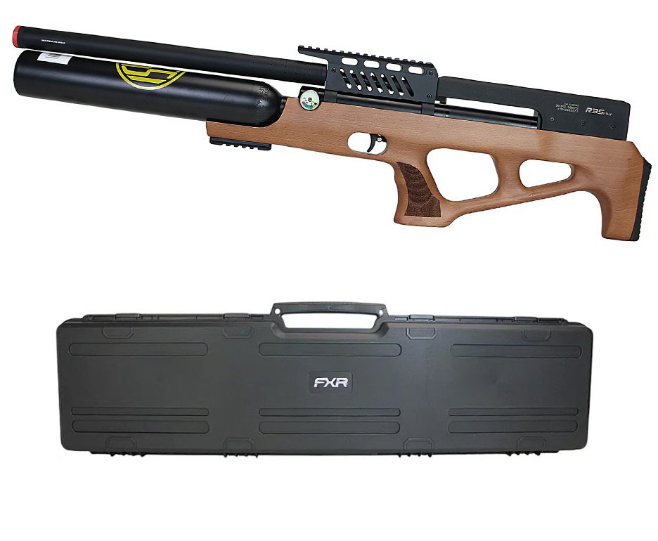 Carabina de Pressão Rossi PCP R35 VR Plus Bullpup Madeira 6,35mm + Cilindro 500cc + Case FXR