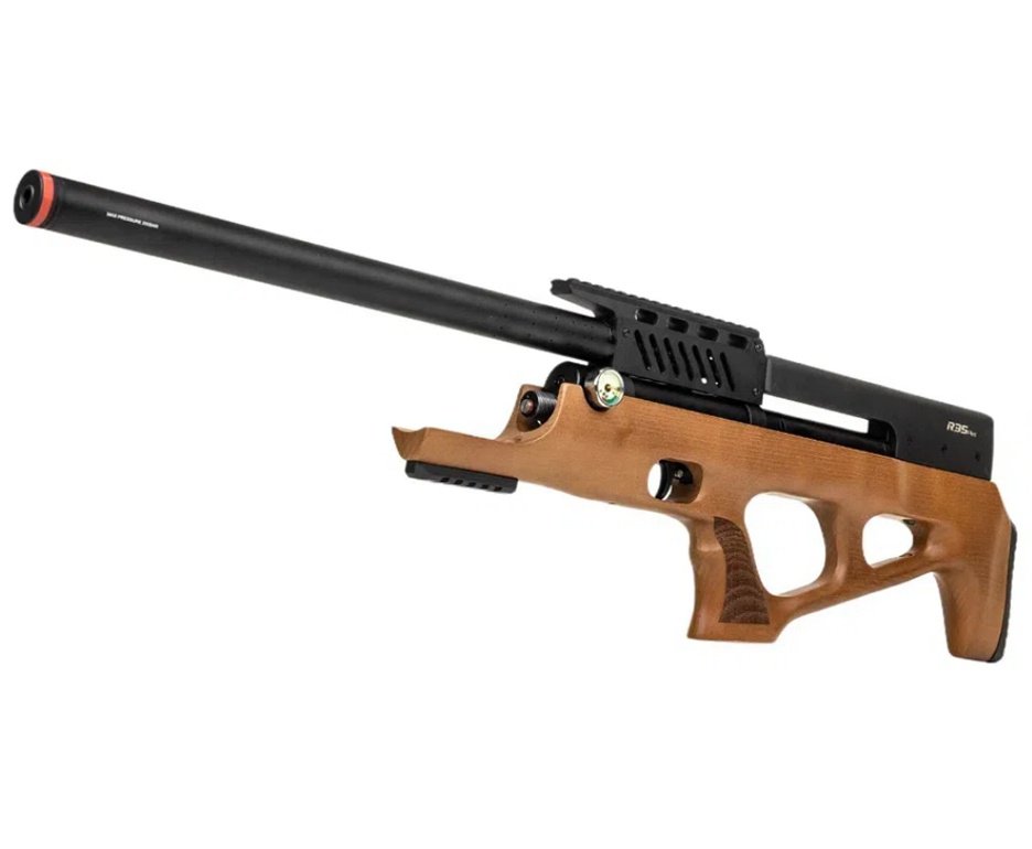 Carabina de Pressão Rossi PCP R35 VR Plus Bullpup Madeira 6,35mm + Cilindro 500cc + Bomba + Chumbo + Alvos + Kit de Limpeza