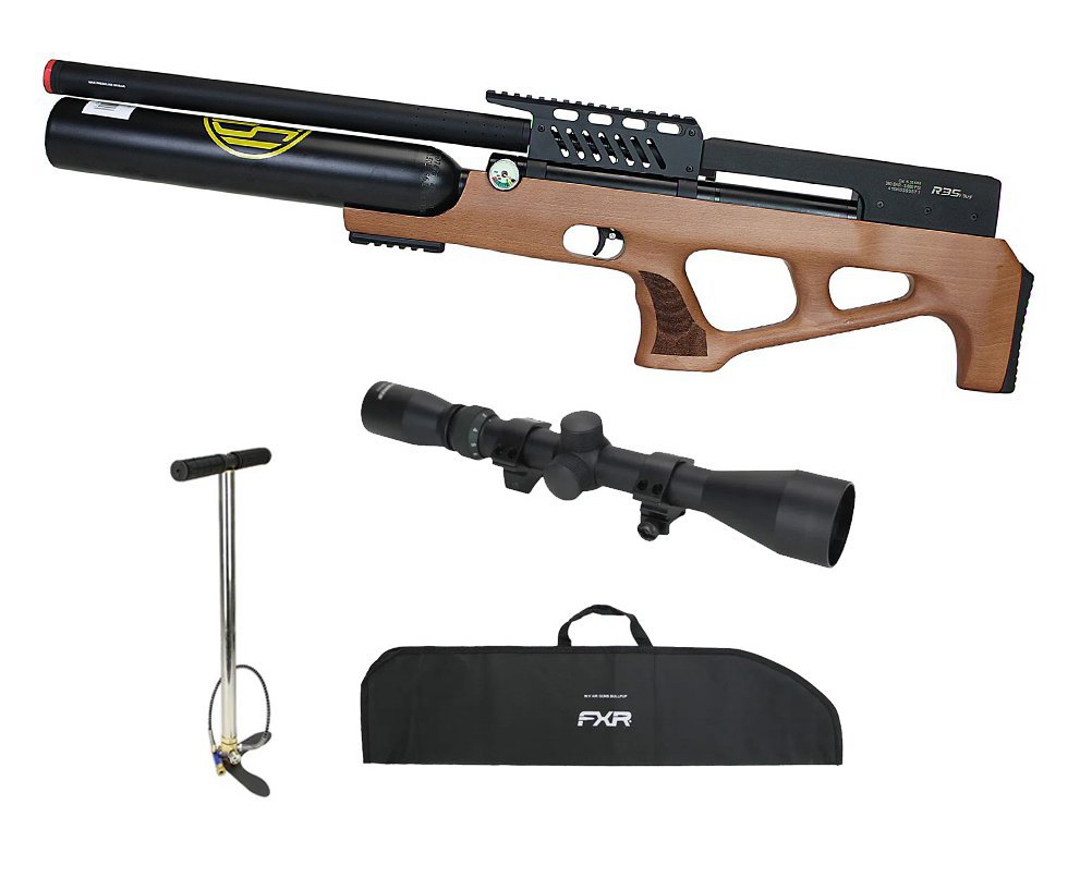 Carabina de Pressão Rossi PCP R35 VR Plus Bullpup Madeira 5,5mm + Cilindro 500cc + Bomba + Capa + Luneta 3-9x40