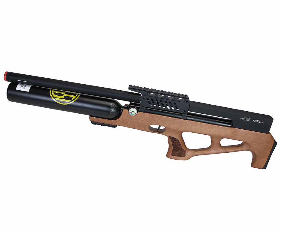Carabina de Pressão Rossi PCP R35 VR Plus Bullpup Madeira 5,5mm + Cilindro 500cc + Compressor Portátil Trivolt Compact