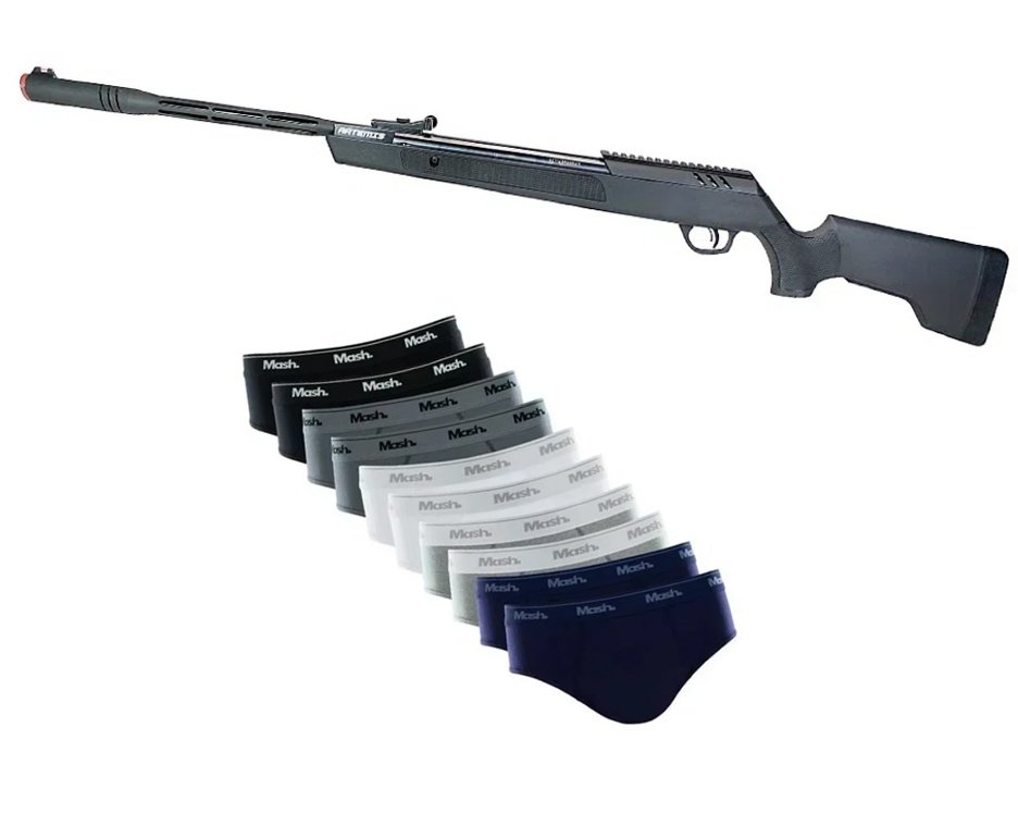 Carabina de Pressão Artemis Dark Eagle Nitro Piston GR 80kg 6,35mm Black - FXR + Kit 10 Cuecas Smash original TAM M
