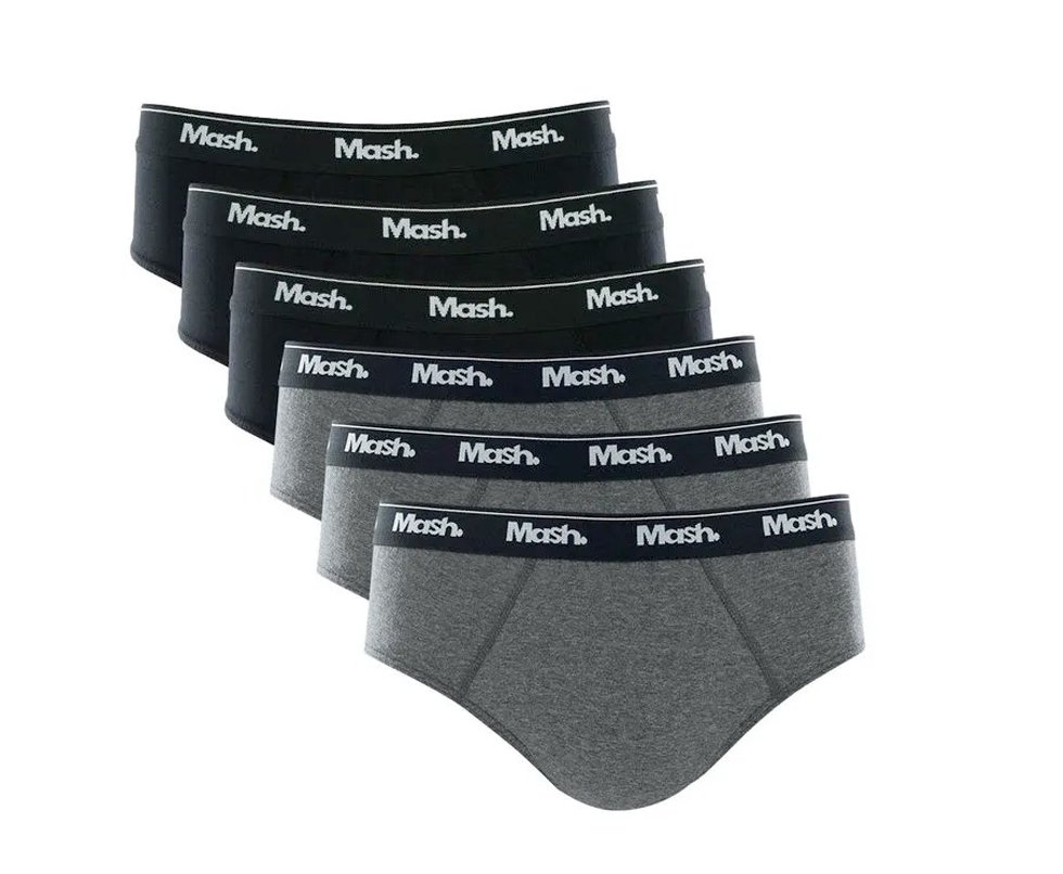 Kit 6 Cueca Mash Slip Algodão/Elastano - Preto/cinza
