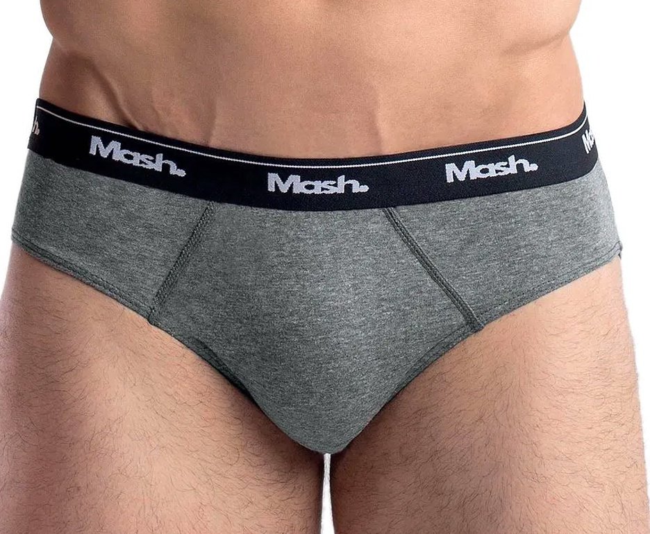 Kit 6 Cueca Mash Slip Algodão/Elastano - Preto/cinza