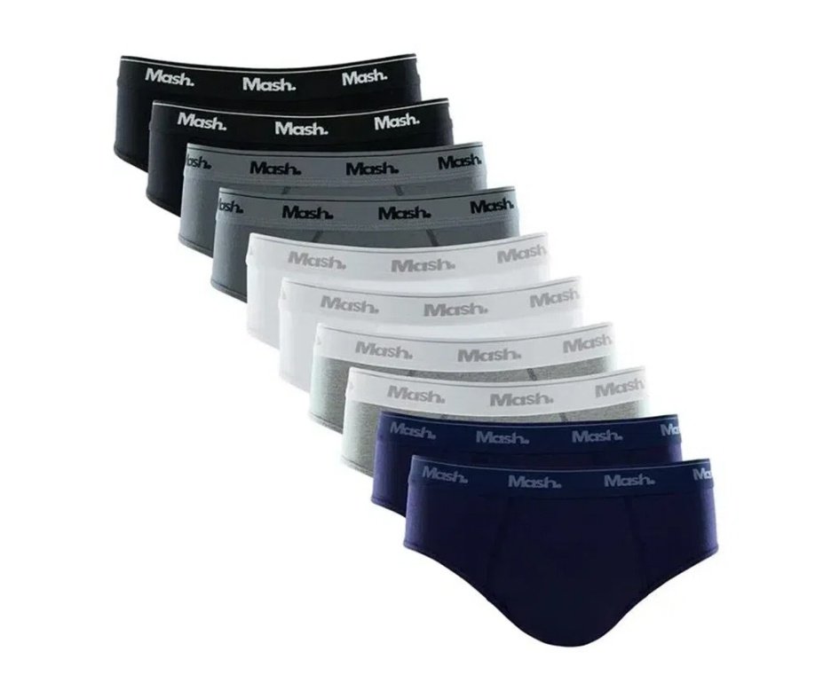 Kit 20 Cuecas Mash Slip Algodão Sortido AZ/BR/CZ/GR/PT