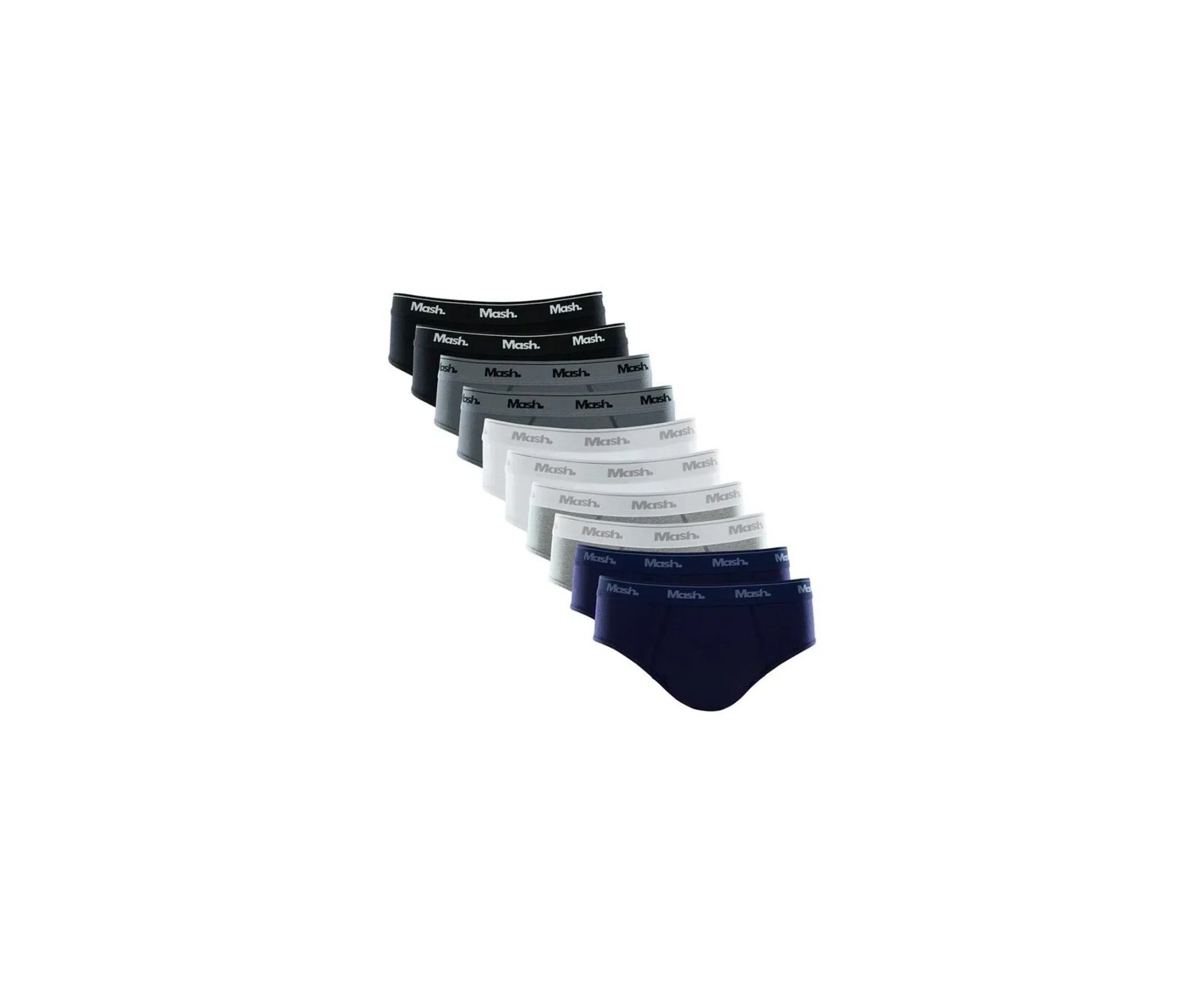Kit 30 Cuecas Mash Slip Algodão Sortido AZ/BR/CZ/GR/PT - TAM M