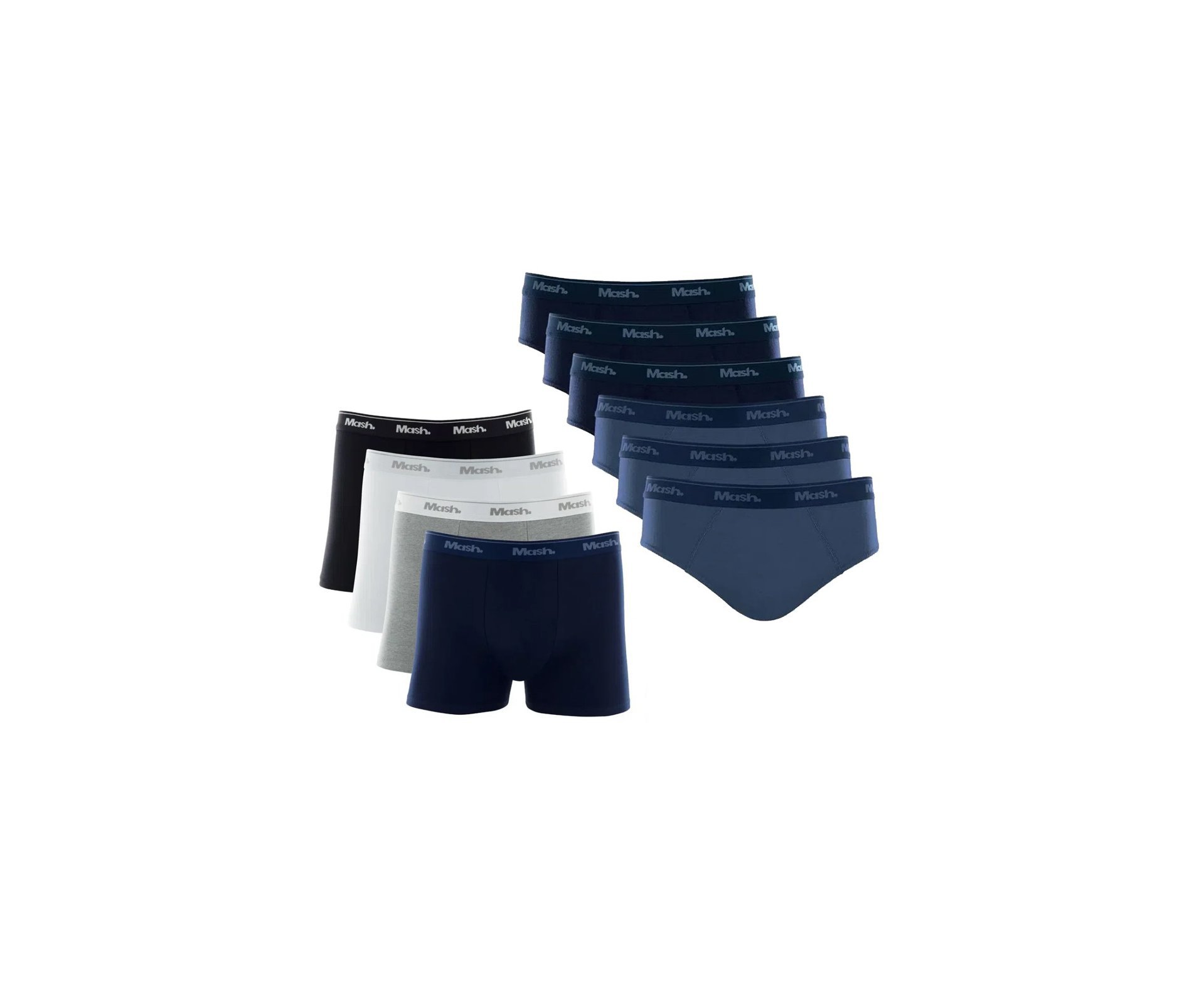 Kit 4 Cuecas Mash Boxer Box Algodão Cotton Original + Kit 6 Cuecas Slip Algodão Mash - TAM G