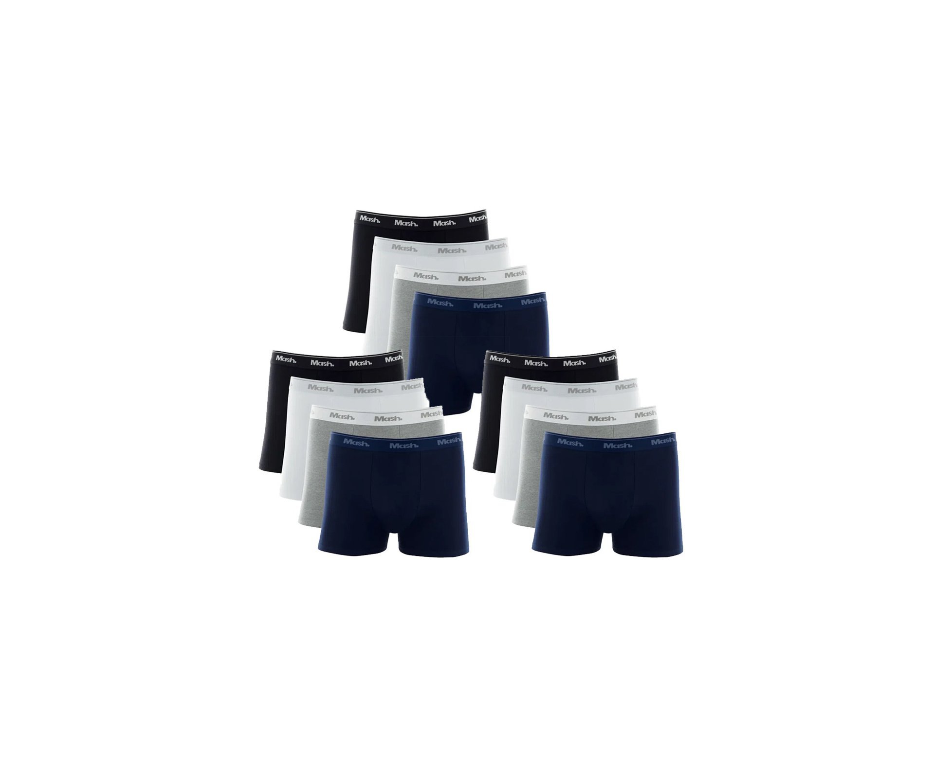 Kit 12 Cuecas Mash Boxer Box Algodão Cotton Original - TAM M