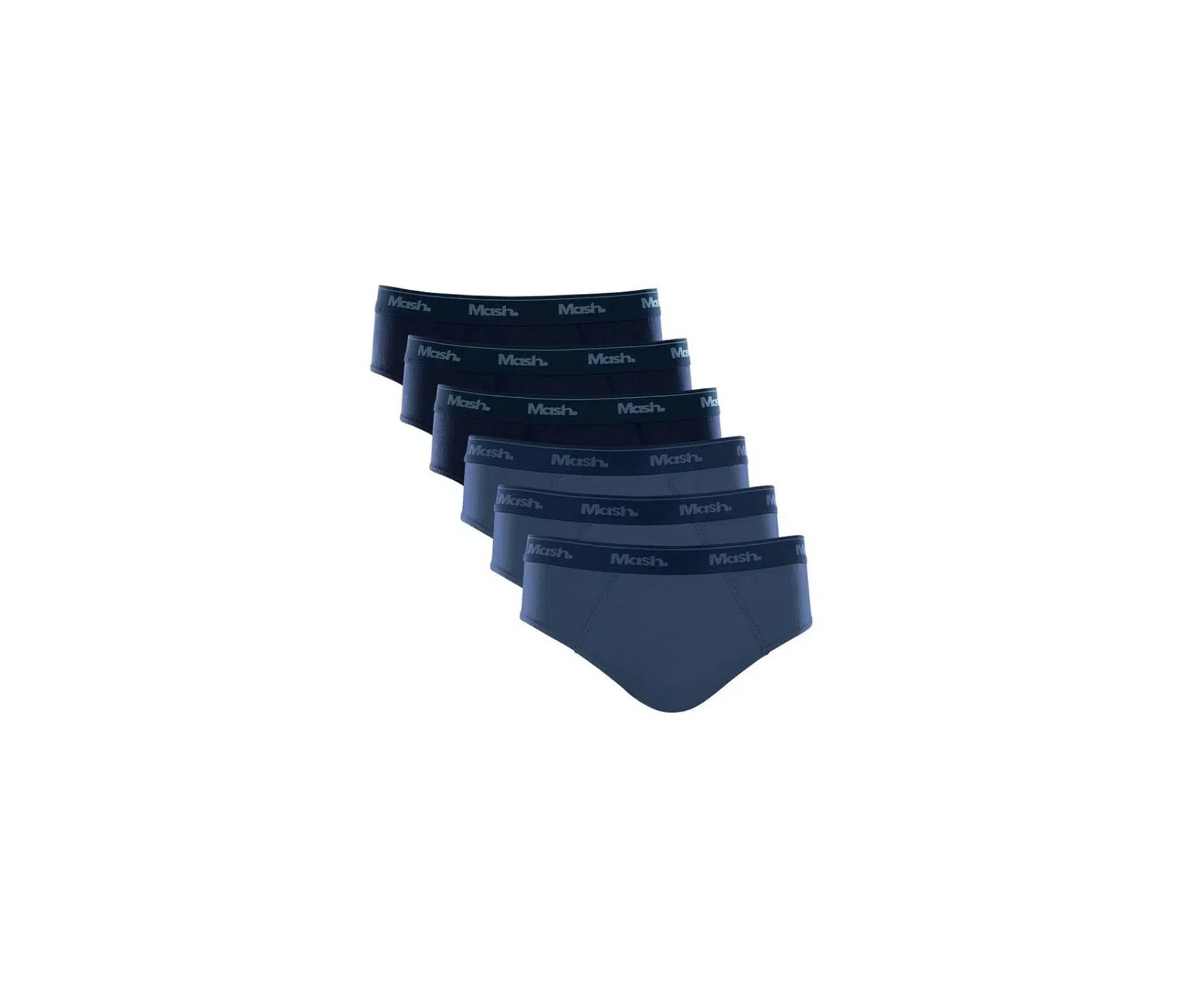 Kit 12 Cuecas Slip Algodão Mash Original - Azul - TAM M