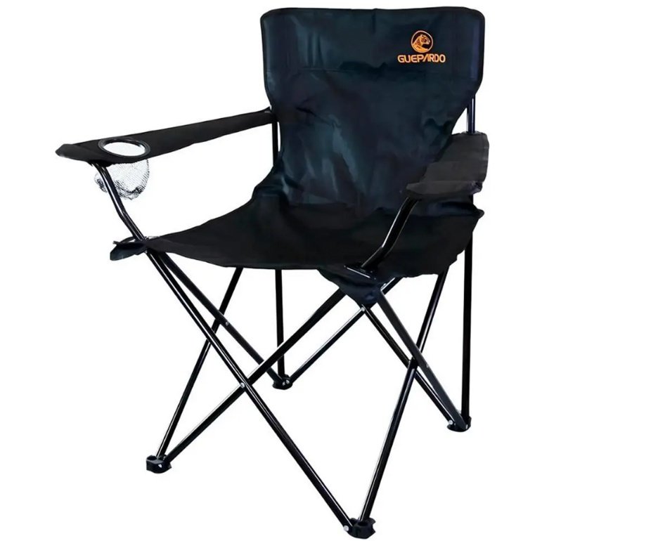 Cadeira camping Dobrável Relax com Porta Copo Preto - Guepardo