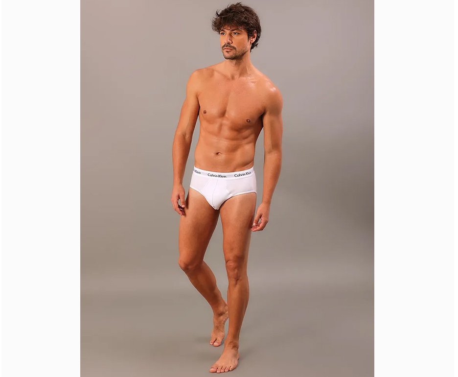 Kit 2 Cuecas Calvin Klein Brief Cotton CK C13.01- Branca