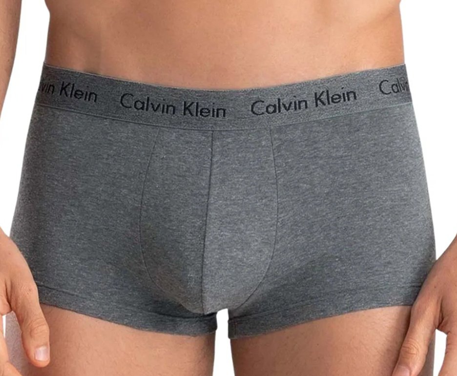 Kit 4 Cuecas Calvin Klein Low Rise Trunk de Cotton Cinza Mescla e Preta
