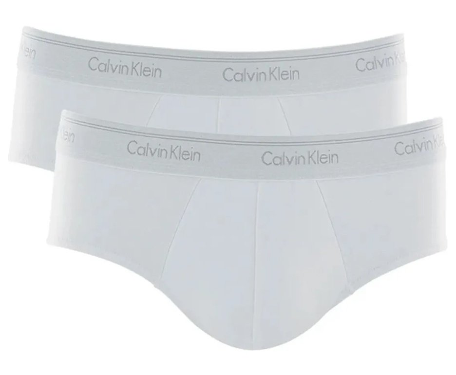 Kit 2 Cuecas Calvin Klein Brief Cotton CK C13.01- Branca
