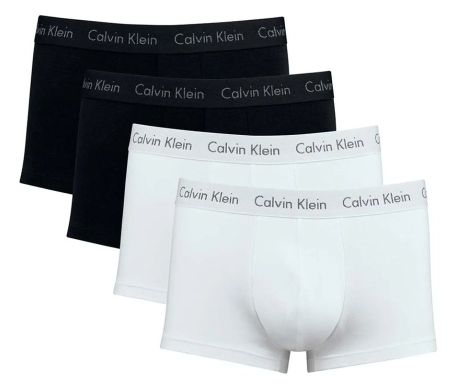 Kit 4 Cuecas Calvin Klein Boxer Low Rise Trunk de Cotton - Branco/Preto