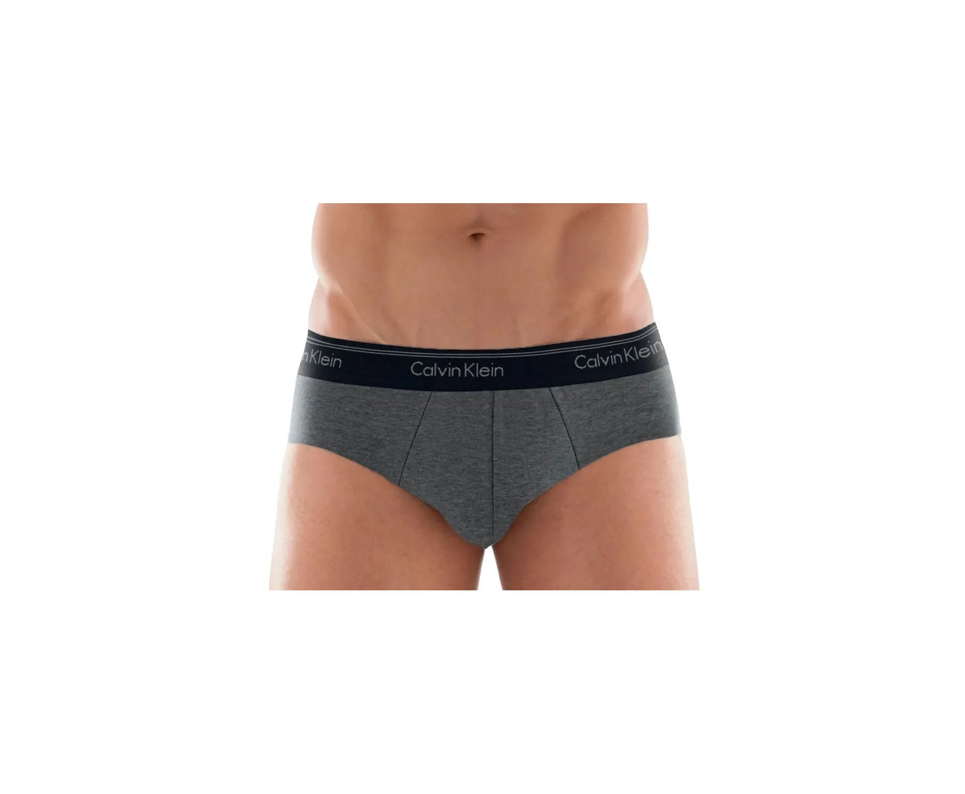 Kit 2 Cuecas Calvin Klein Slip Brief de Cotton Mescla Grafite