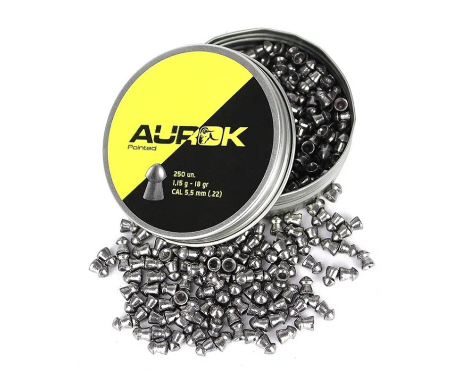 Kit 3 Cx Chumbinho Aurok Pointed 5,5mm com 250unid + Alvos