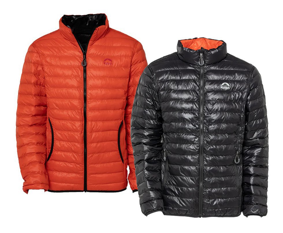 Jaqueta Puffer Kailash Dupla Face Pluma Ganso Masculina Preto/Laranja Escuro