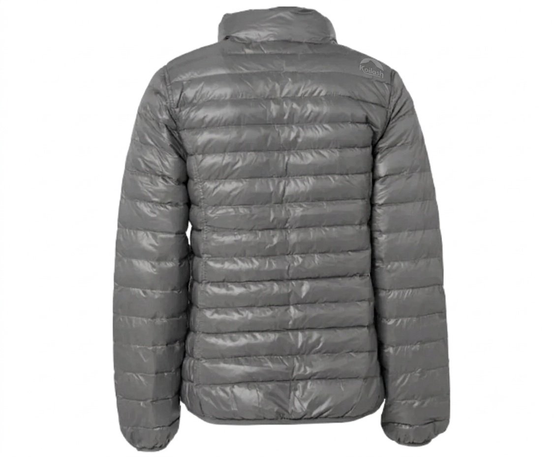 Jaqueta Kailash Puffer Dupla Face Pluma Ganso Feminina Chumbo/off White