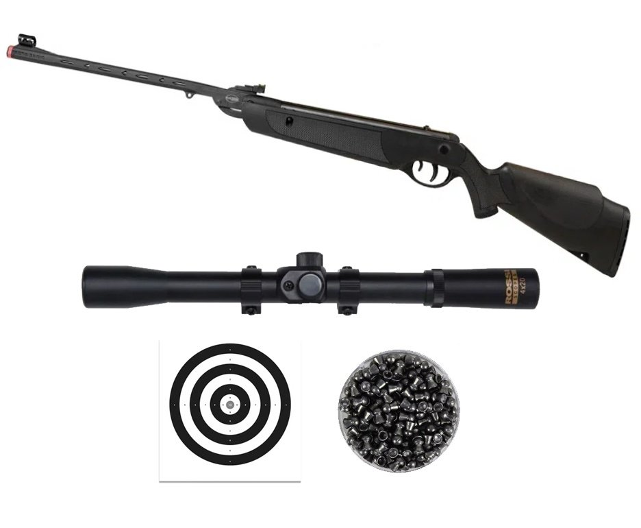 Carabina de Pressão Rossi Dione Sport MH 5,5mm - Rossi + Luneta 4x20 + Chumbo + Alvos