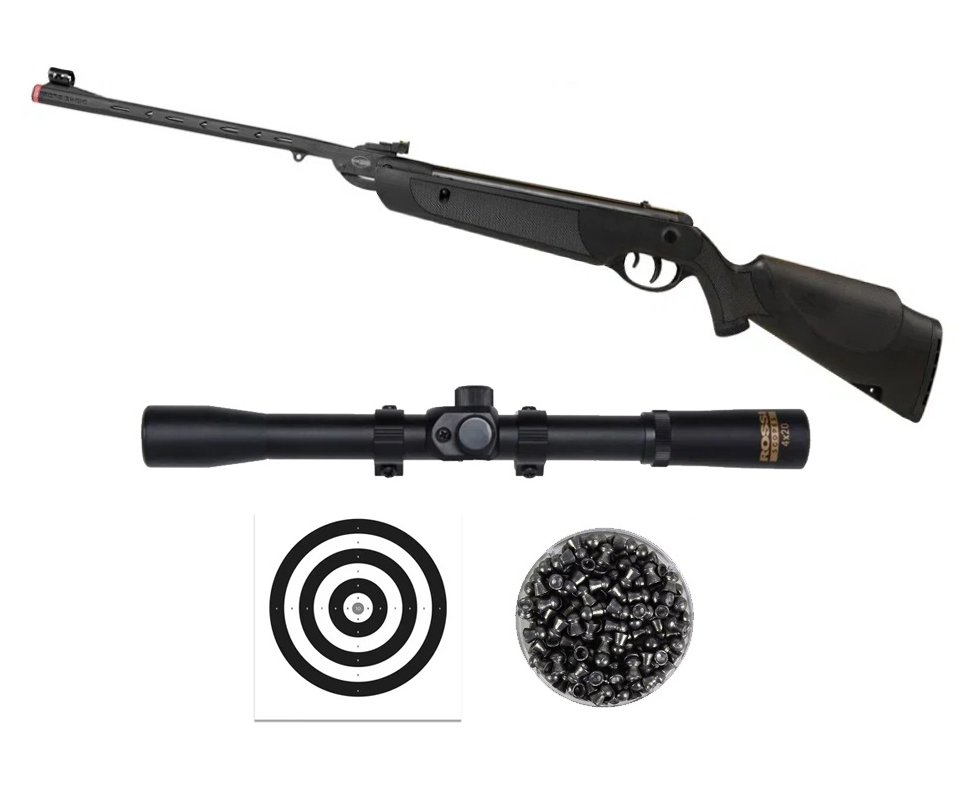 Carabina de Pressão Rossi Dione Sport MH 5,5mm - Rossi + Luneta 4x20 + Chumbo + Alvos
