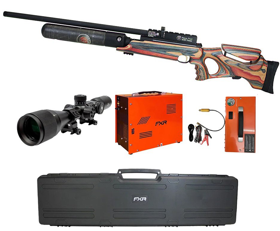 Carabina de Pressão PCP Hatsan Nova Star Premium Precision 6,35mm + Case + Compressor + Luneta 6-24x42 AOAC