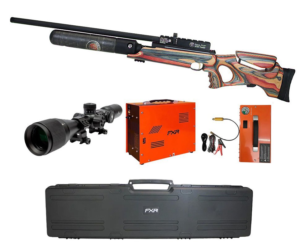 Carabina de Pressão PCP Hatsan Nova Star Premium Precision 6,35mm + Case + Compressor + Luneta 6-24x42 AOAC