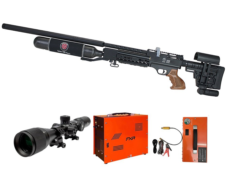 Carabina de Pressão PCP Hatsan Factor Sniper L 6,35mm + Compressor + Luneta Mira Discovery MS 6-24x42 AOAC