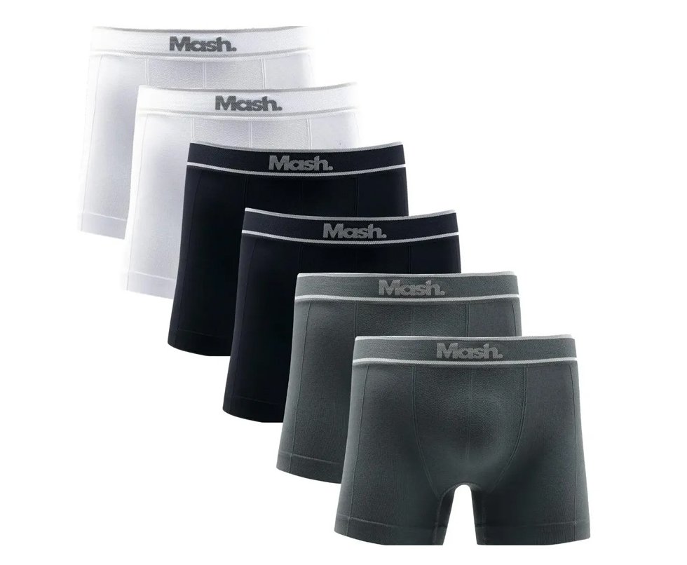 Kit Com 6 Cuecas Boxer Mash Microfibra Sem Costura Ref. 711.18