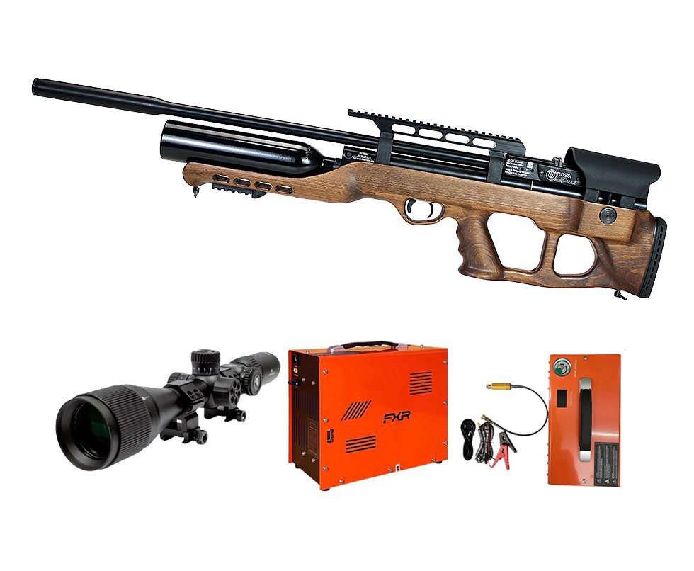Carabina de Pressão PCP Hatsan Airmax Bullpup Madeira 5,5mm + Compressor + Luneta Mira Discovery MS 6-24x42 AOAC