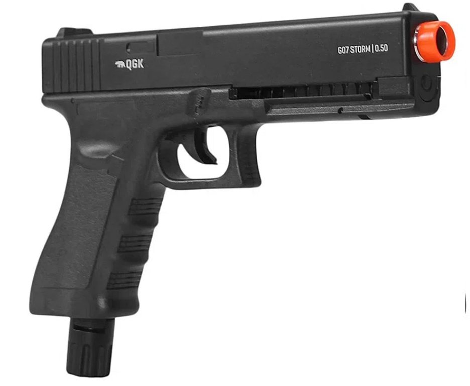 Pistola de Pressão CO2 Glock G07 .50 Home Defense HDP LDL 22 Joules - QGK + Co2 + Munição + Case