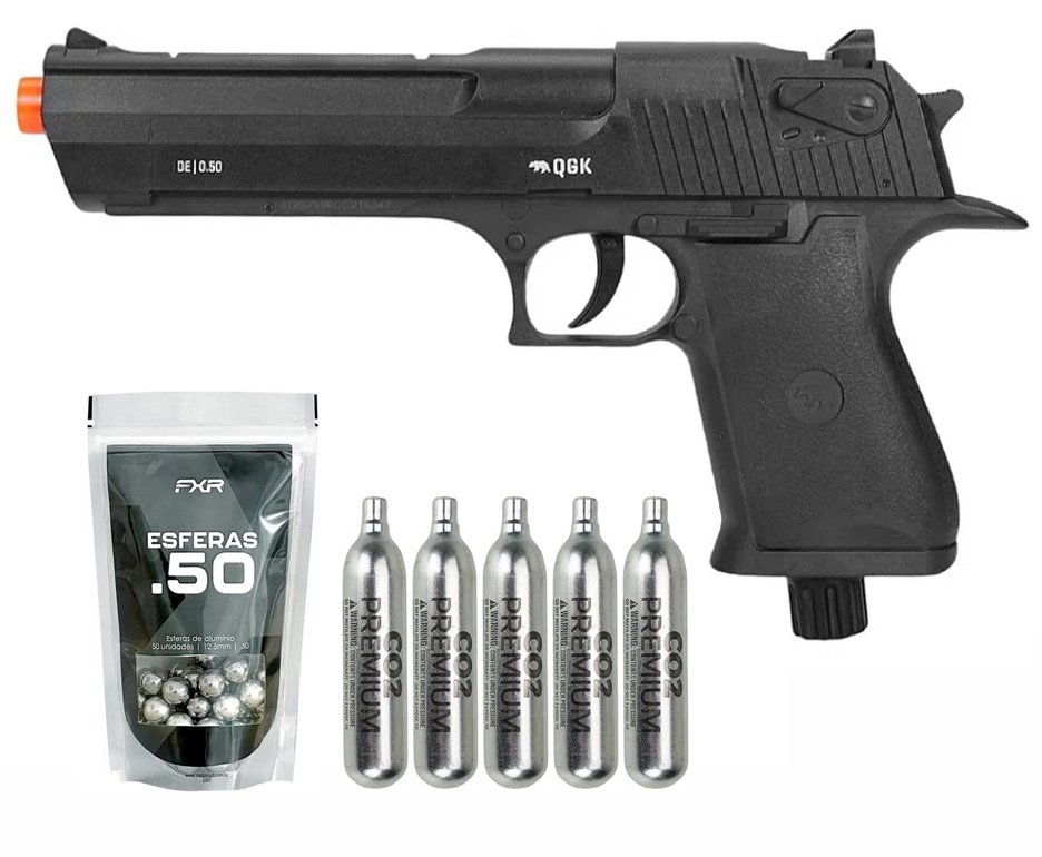 Pistola de Pressão CO2 Desert Eagle .50 Home Defense HDP LDL 20 J - QGK + Co2 + Munição