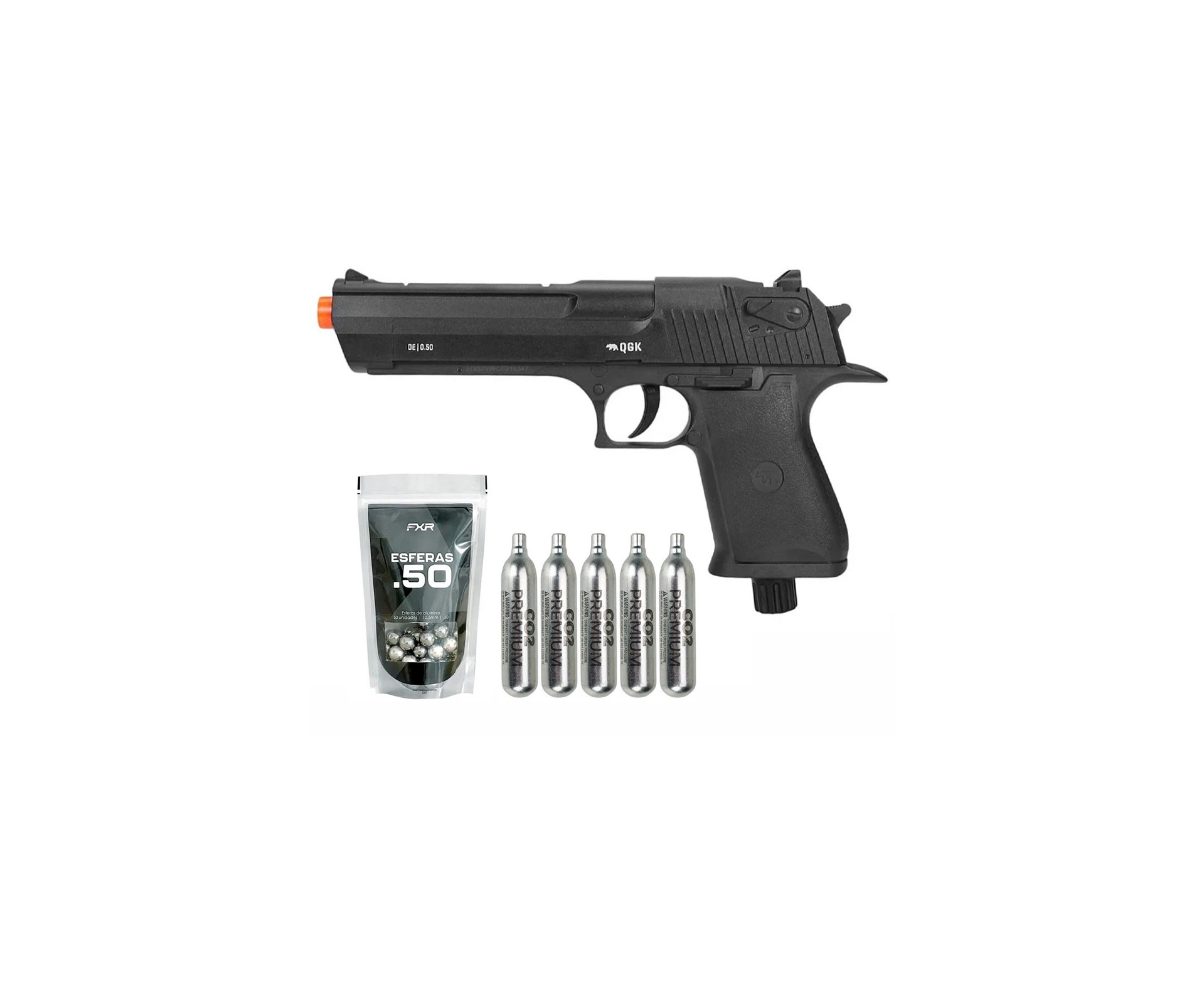 Pistola de Pressão CO2 Desert Eagle .50 Home Defense HDP LDL 20 J - QGK + Co2 + Munição