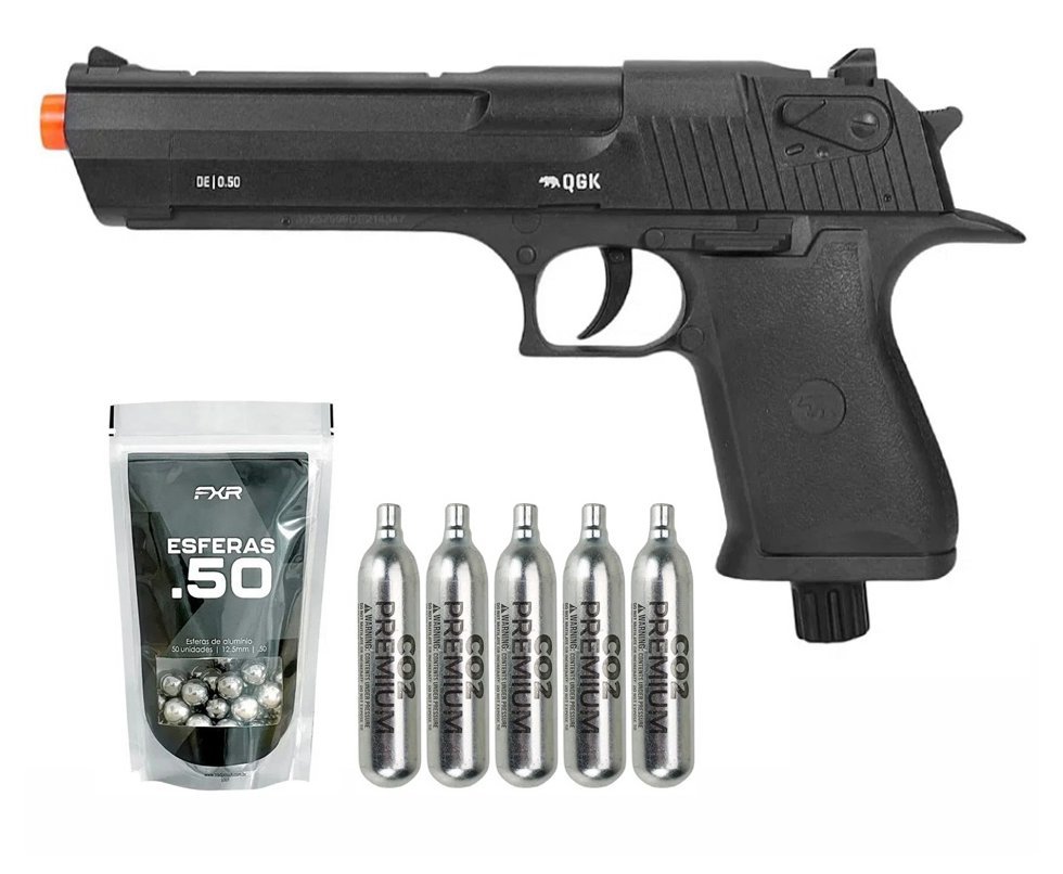 Pistola de Pressão CO2 Desert Eagle .50 Home Defense HDP LDL 20 J - QGK + Co2 + Munição