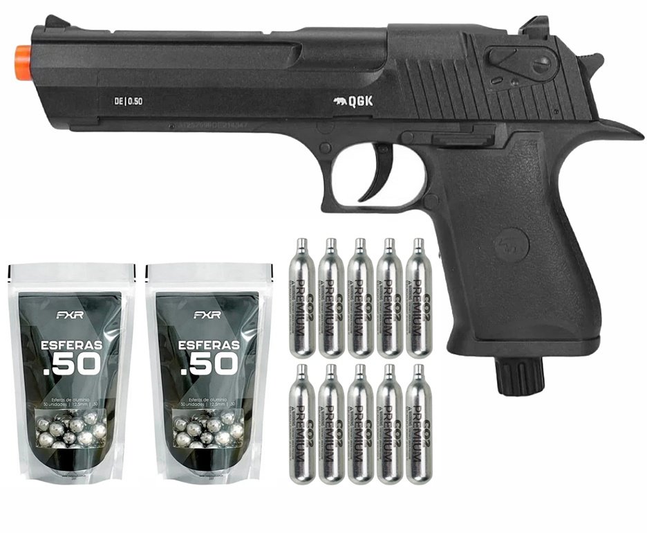 Pistola de Pressão CO2 Desert Eagle .50 Home Defense HDP LDL 20 J - QGK + 10 Co2 + Munição