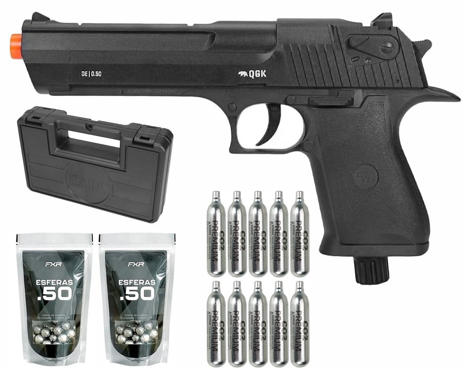 Pistola de Pressão CO2 Desert Eagle .50 Home Defense HDP LDL 20 J - QGK + 10 Co2 + Munição + Case