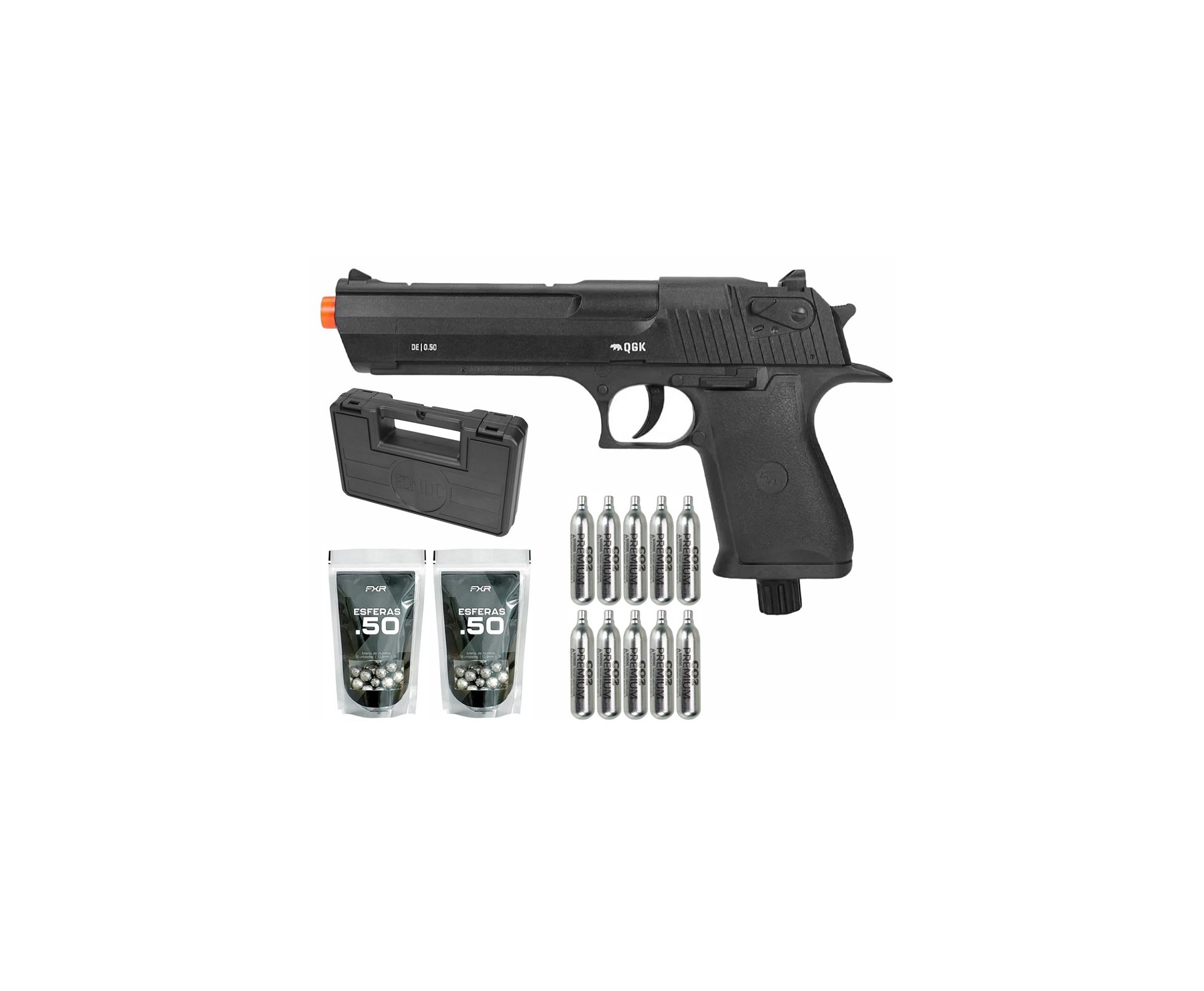 Pistola de Pressão CO2 Desert Eagle .50 Home Defense HDP LDL 20 J - QGK + 10 Co2 + Munição + Case