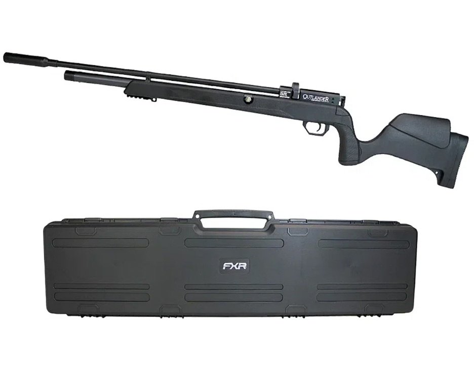 Carabina de Pressão PCP Outlander Black 6,35mm Alto Fluxo 1100 FPS - Rossi + Case FXR