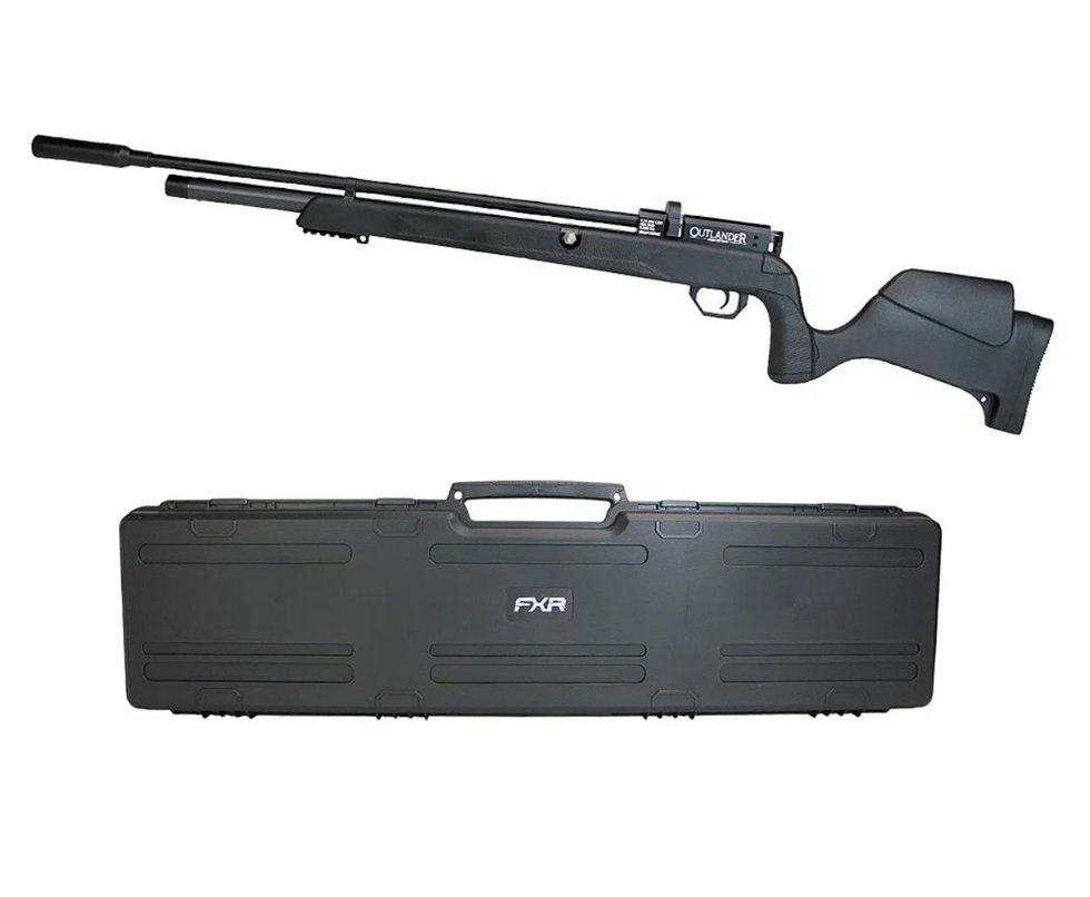 Carabina de Pressão PCP Outlander Black 6,35mm Alto Fluxo 1100 FPS - Rossi + Case FXR