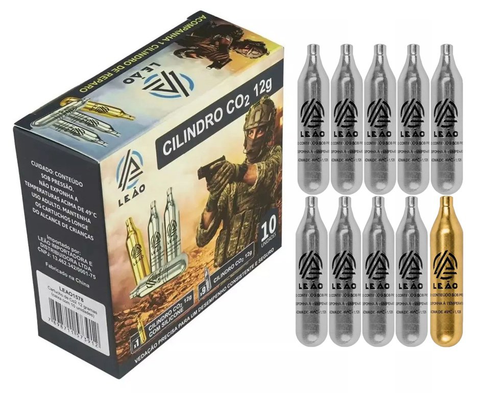 Cilindro Co2 12g Leão Premium Repair 10 Unidades