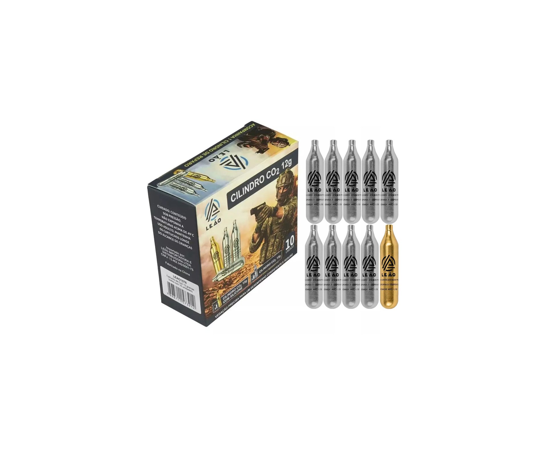 Cilindro Co2 12g Leão Premium Repair 10 Unidades