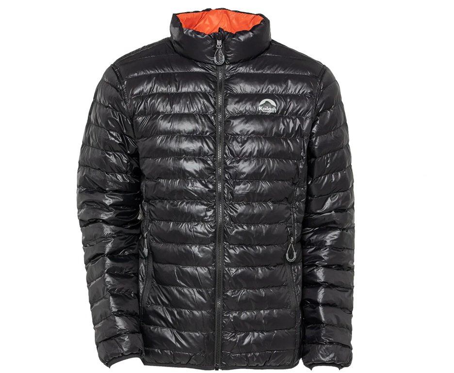 Jaqueta Kailash Puffer Dupla Face Pluma Ganso Feminina Preto e Laranja Escuro
