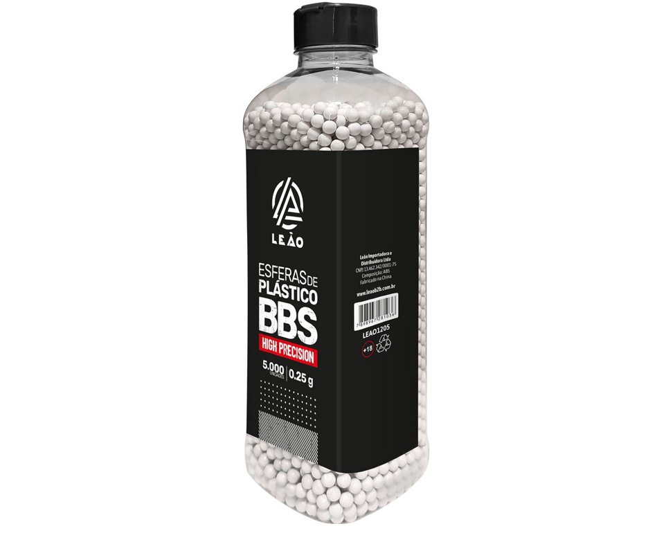 Esfera Airsoft BBs Leao 0,25g 6,0mm Pacote com 5000un