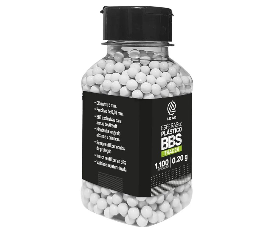 Esfera Airsoft BBs Leao 0,32g 6,0mm Pacote com 1100un Tracer